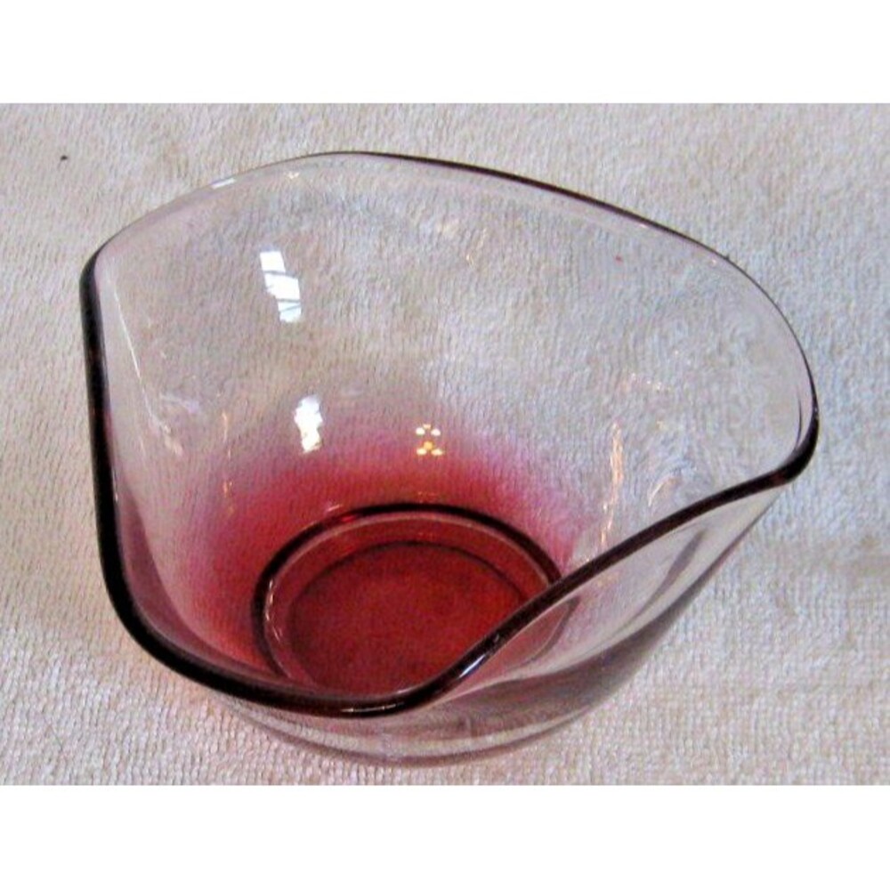 Vintage 5” Indiana Glass Wavy Ombré Cranberry Red Dip Replacement Bowl